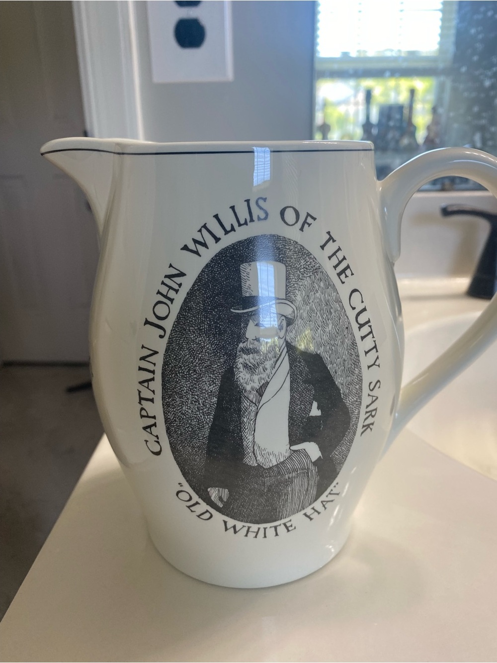 Captain John Willis of the Cutty Sark White Ceramic Pitcher